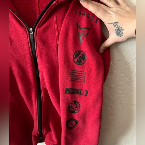Jordan Jumpman RARE Red and Black Fleece Zip Sweatshirt Hoodie - Picture 6 of 9